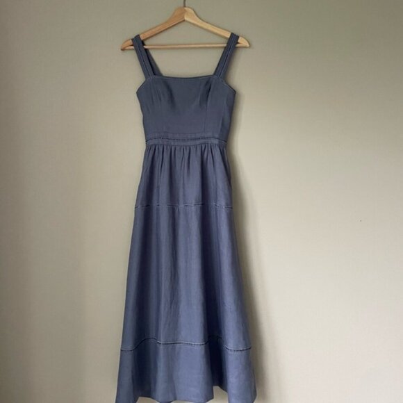 NEW Reformation Everett Linen Sleeveless Midi Dress Cornflower Blue | US 0 UK 4 - Picture 13 of 13